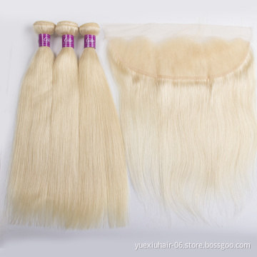 natural 613 frontal and bundle, virgin wholesale silky 613 straight hair, factory price 10a brazilian hair bundles